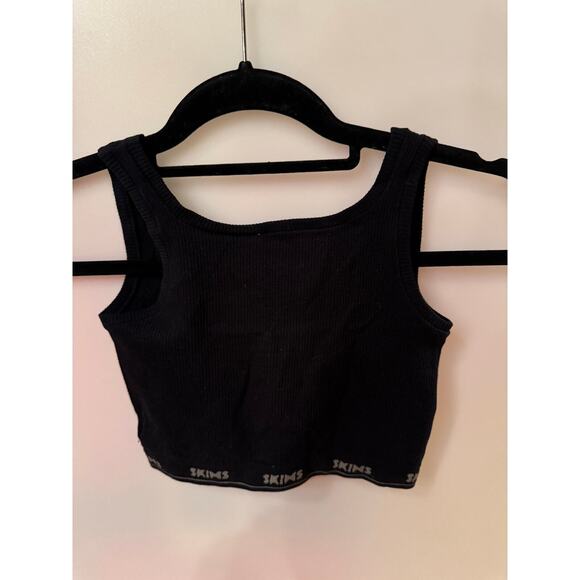 Skims Seamless Rib Scoop Bralette Logo Band Black Crop Tank Onyx small - Picture 2 of 3